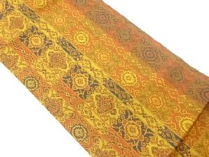 格子に抽象華紋模様織出し名古屋帯